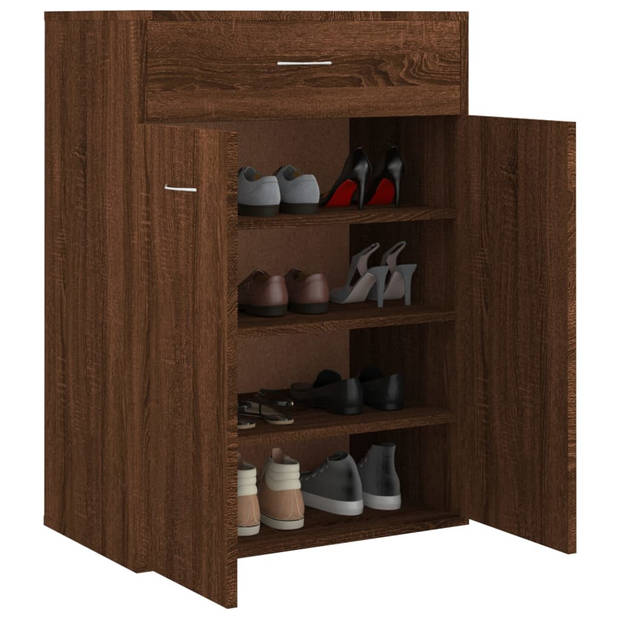 The Living Store Schoenenkast Bruineiken 60x35x84 cm - Bewerkt Hout