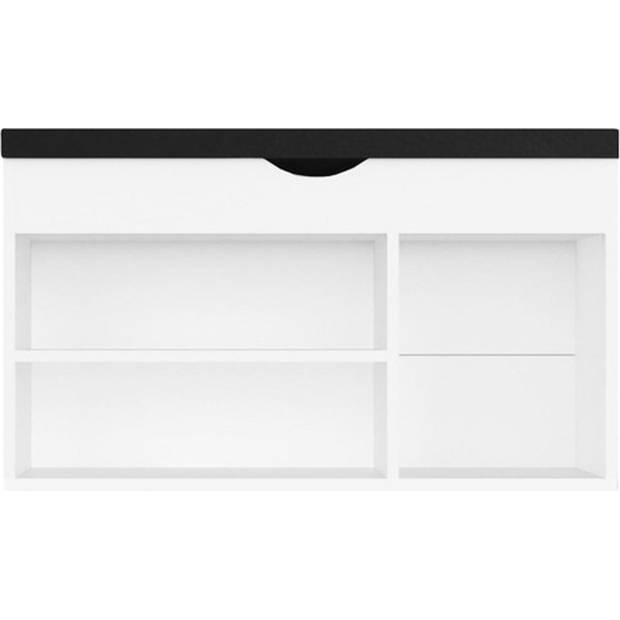 The Living Store Schoenenbank Wit - 80 x 30 x 47 cm - Opbergbank met kussen