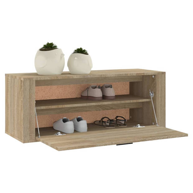 The Living Store Wand Schoenenkast - Sonoma Eiken - 100 x 35 x 38 cm