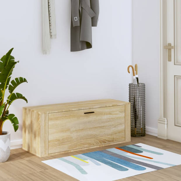 The Living Store Wand Schoenenkast - Sonoma Eiken - 100 x 35 x 38 cm