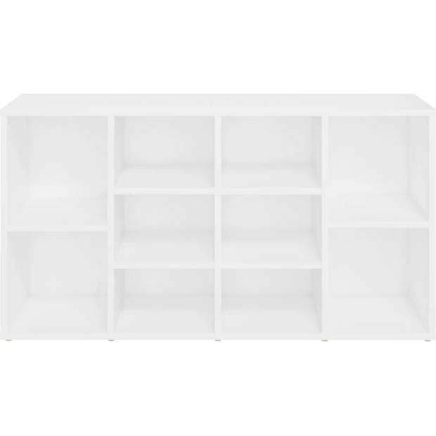 The Living Store Garderobebank - 10 vakken - 103 x 30 x 54.5 cm - Wit hout