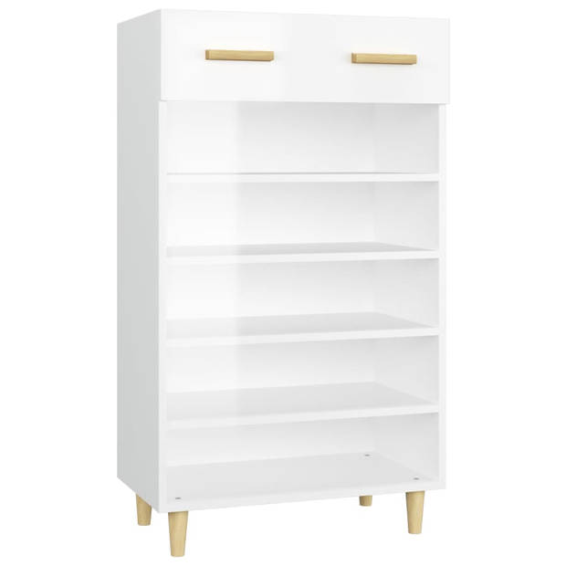 The Living Store Scandinavische Minimalistische Schoenenkast - 60 x 35 x 105 cm - Hoogglans Wit