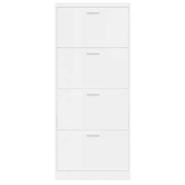 The Living Store Schoenenkast met lades - Hoogglans wit - 59 x 17 x 150 cm - Duurzaam hout - Montagehandleiding