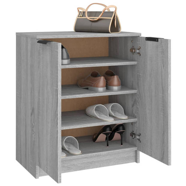 The Living Store Schoenenkast - Trendy Design - Grijs Sonoma Eiken - 59x35x70 cm - Hoge Kwaliteit