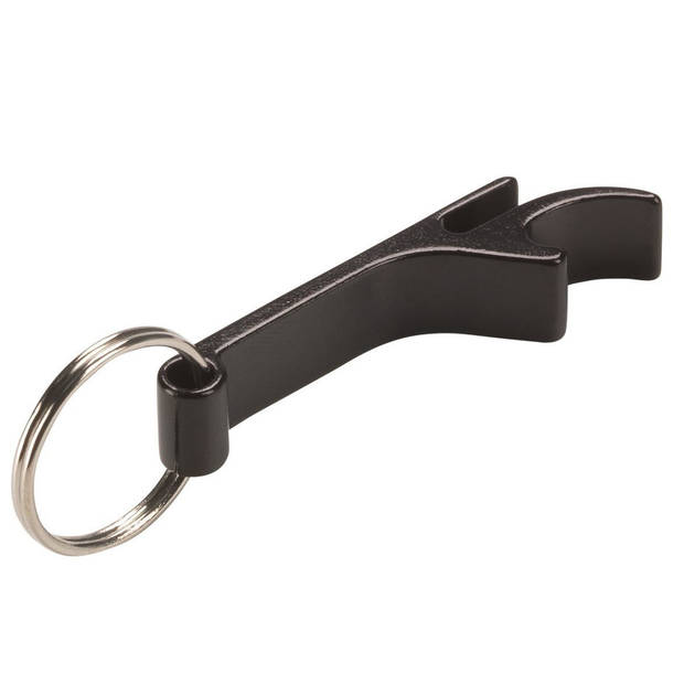 TOM sleutelhanger flesopener 5,5 cm aluminium zwart