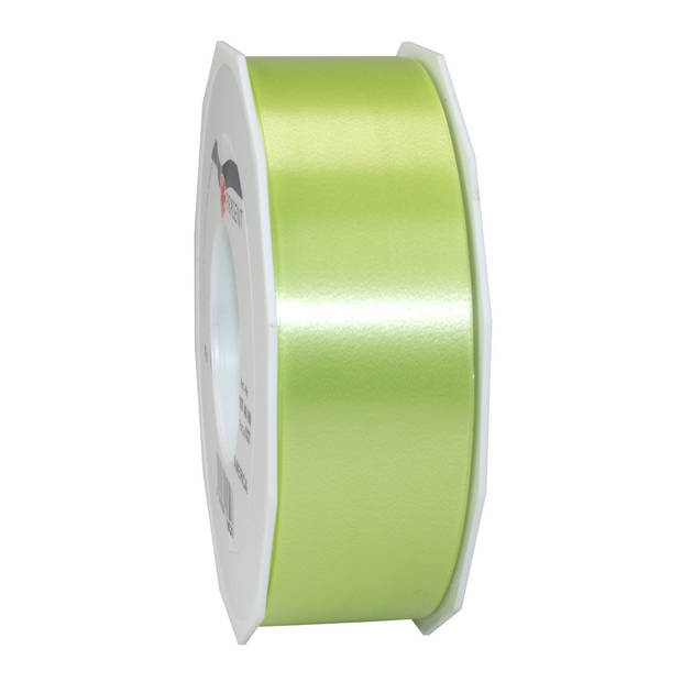 1x Luxe lime groen kunststof lint rollen 4 cm x 91 meter cadeaulint verpakkingsmateriaal - Cadeaulinten