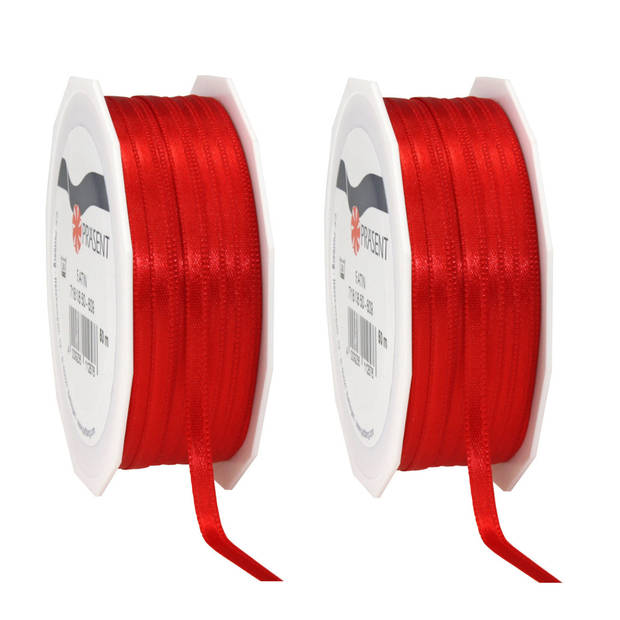 Cadeaulint/sierlint Satijn - 0.6 cm x 50 meter - Rood - cadeaus - Cadeaulinten