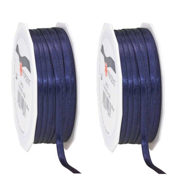 Cadeaulint/sierlint Satijn - 0.6 cm x 50 meter - Donker Blauw - cadeau - Cadeaulinten