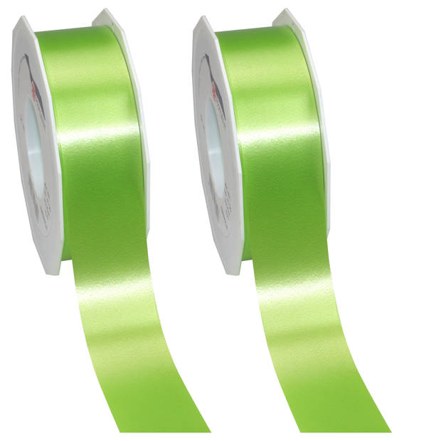 1x Luxe groene kunststof lint rollen 4 cm x 91 meter cadeaulint verpakkingsmateriaal - Cadeaulinten