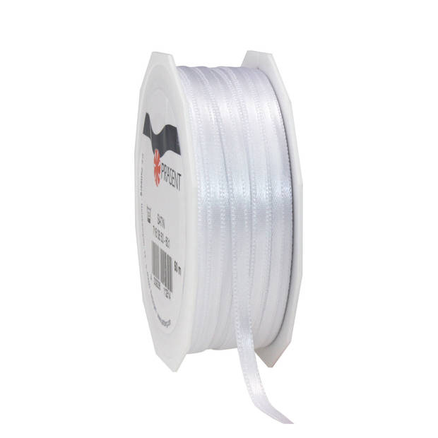 Cadeaulint/sierlint Satijn - 0.6 cm x 50 meter - wit - cadeaus - Cadeaulinten