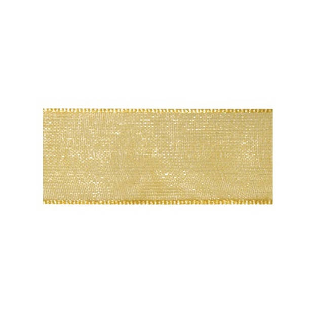 1x Gouden organzalint rollen 1,5 cm x 10 meter cadeaulint/kadolint verpakkingsmateriaal - Cadeaulinten