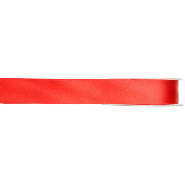 2x Rode satijnlint rollen 1 cm x 25 meter cadeaulint verpakkingsmateriaal - Cadeaulinten