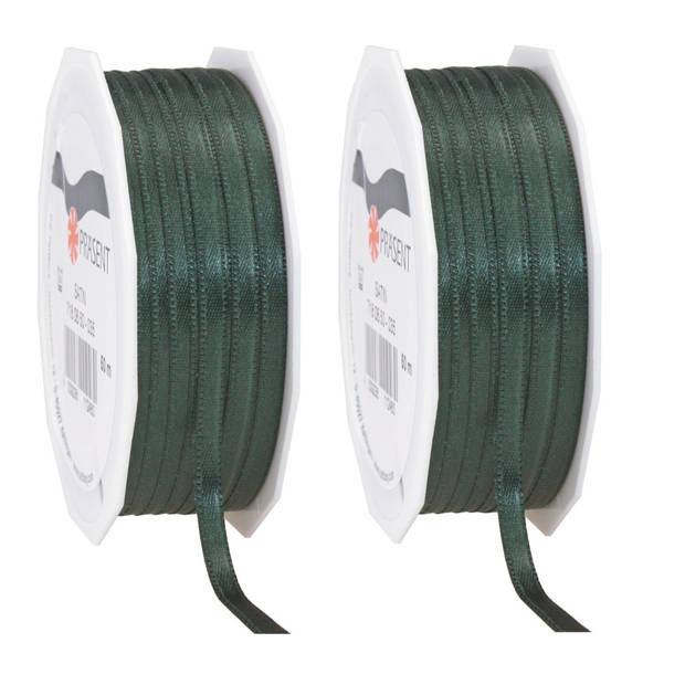 Cadeaulint/sierlint Satijn - 0.6 cm x 50 meter - Donker Groen - cadeau - Cadeaulinten