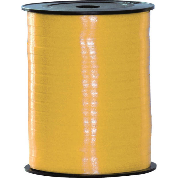 2x rollen geel sier/cadeau lint 10 mm x 250 meter - Cadeaulinten