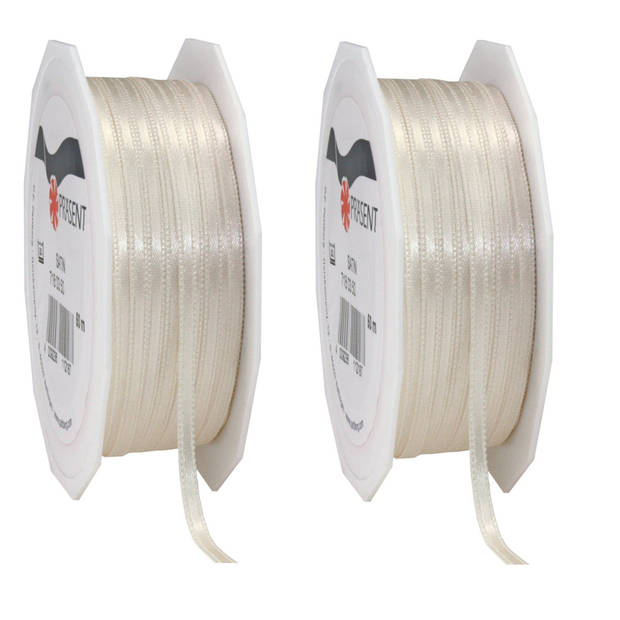 Cadeaulint/sierlint Satijn - 0.3 cm x 50 meter - Beige - cadeaus - Cadeaulinten