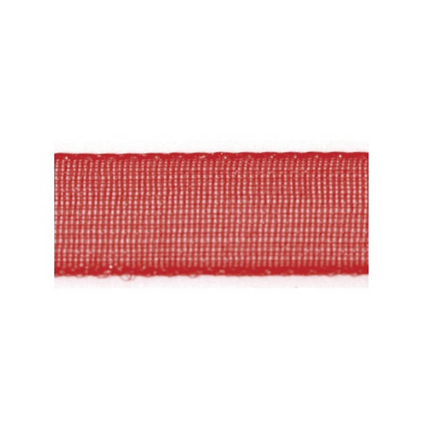 2x Rode organzalint rollen 1,5 cm x 10 meter cadeaulint/kadolint verpakkingsmateriaal - Cadeaulinten