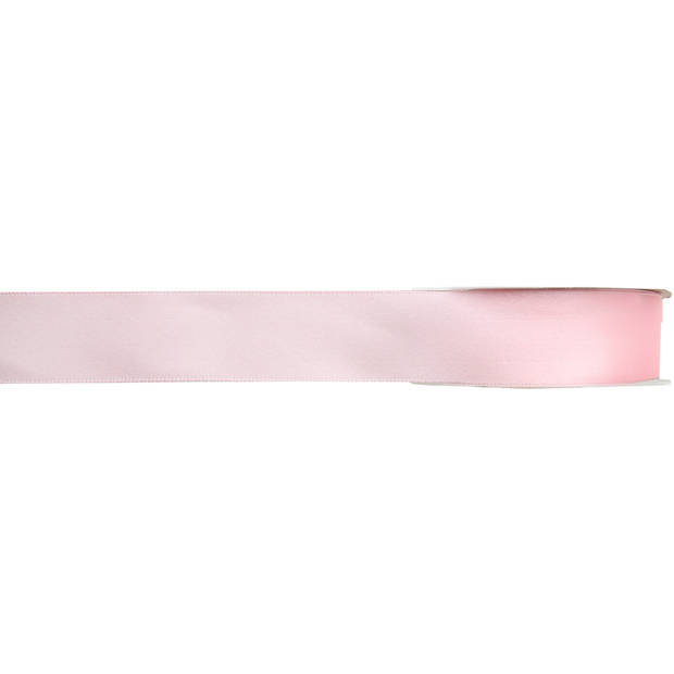 1x Roze satijnlint rollen 1 cm x 25 meter cadeaulint verpakkingsmateriaal - Cadeaulinten