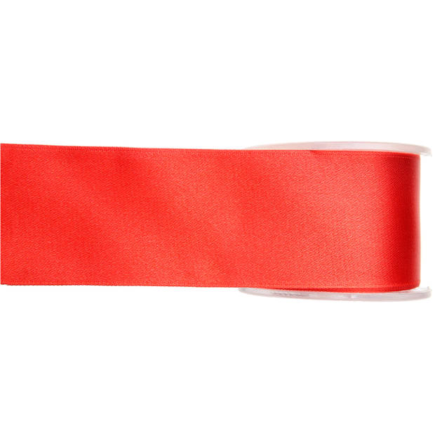 1x Rode satijnlint rollen 2,5 cm x 25 meter cadeaulint verpakkingsmateriaal - Cadeaulinten
