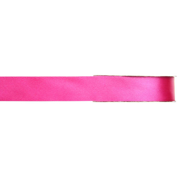 2x Fuchsia roze satijnlint rollen 1 cm x 25 meter cadeaulint verpakkingsmateriaal - Cadeaulinten