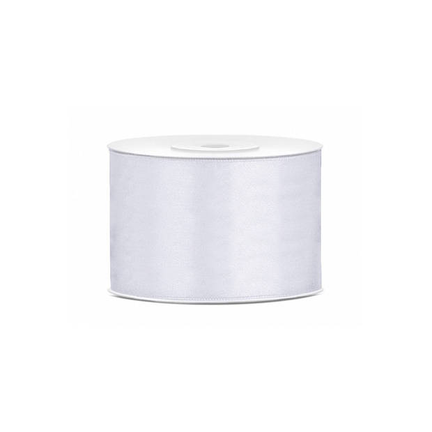 3x Witte satijnlint rollen 5 cm x 25 meter cadeaulint verpakkingsmateriaal - Cadeaulinten