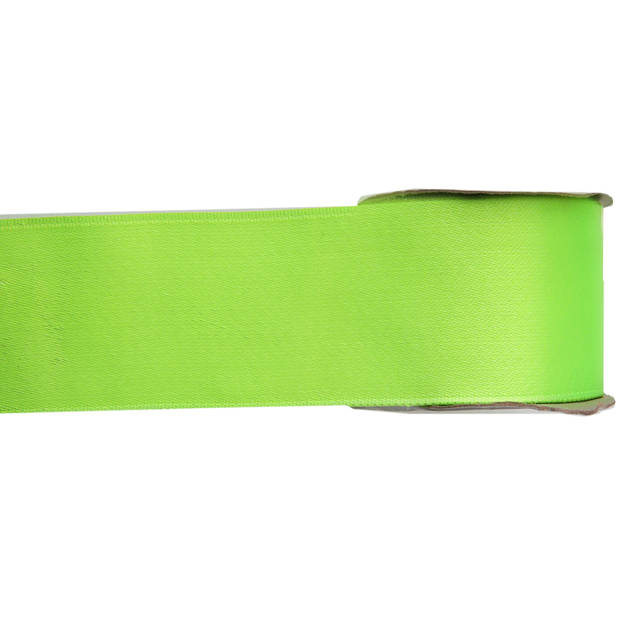 1x Lime groene satijnlint rollen 2,5 cm x 25 meter cadeaulint verpakkingsmateriaal - Cadeaulinten