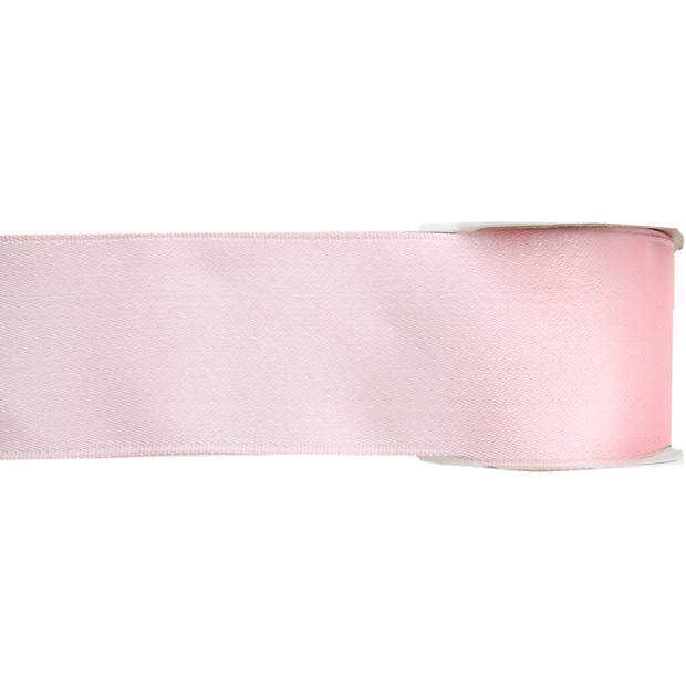 2x Roze satijnlint rollen 2,5 cm x 25 meter cadeaulint verpakkingsmateriaal - Cadeaulinten