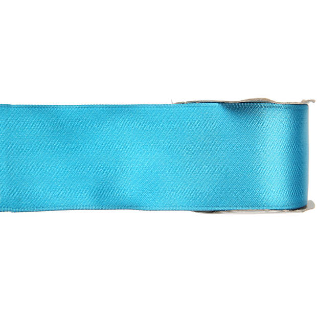 1x Turquoise satijnlint rollen 2,5 cm x 25 meter cadeaulint verpakkingsmateriaal - Cadeaulinten