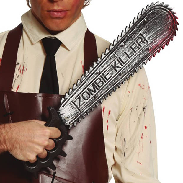 Horror zaag met bloed - groot - 50 cm - kunststof - zombie killer&nbsp;- Halloween thema - Verkleedattributen