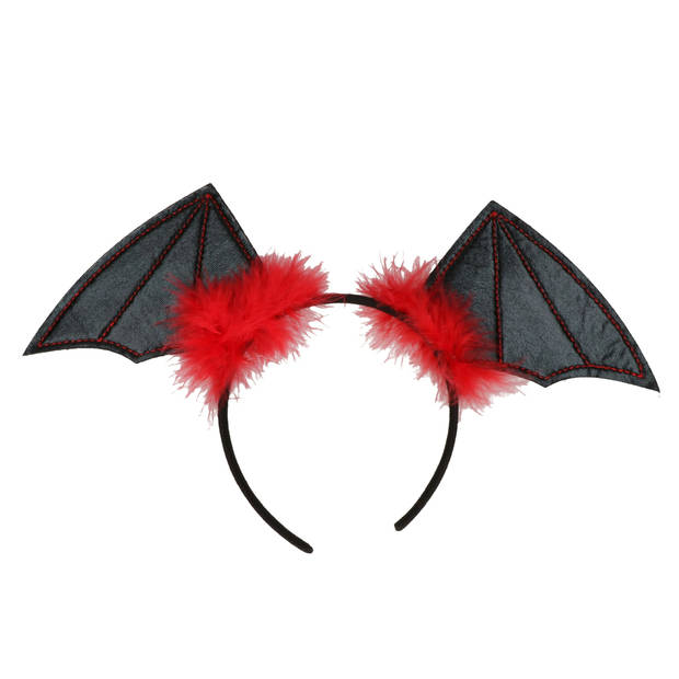 Halloween/horror verkleed diadeem/tiara Vleermuis vleugels - kunststof - dames/meisjes - Verkleedhoofddeksels