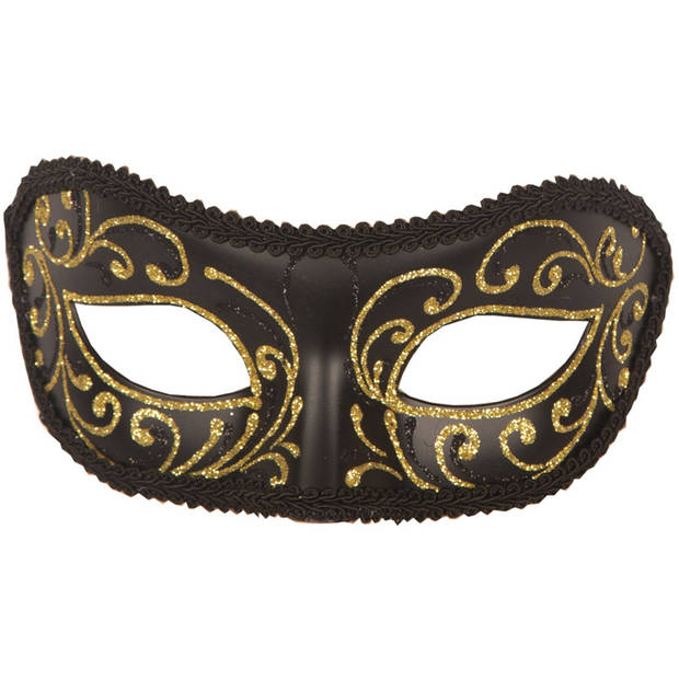 Venetiaans oogmasker - zwart/goud - voor volwassenen - Verkleedmaskers