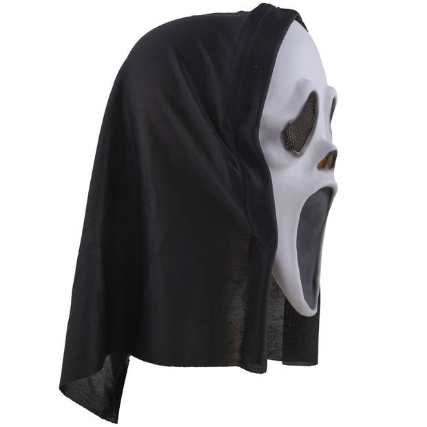 Halloween thema verkleed masker - Scream/Ghostface - volwassenen - met kap - Verkleedmaskers