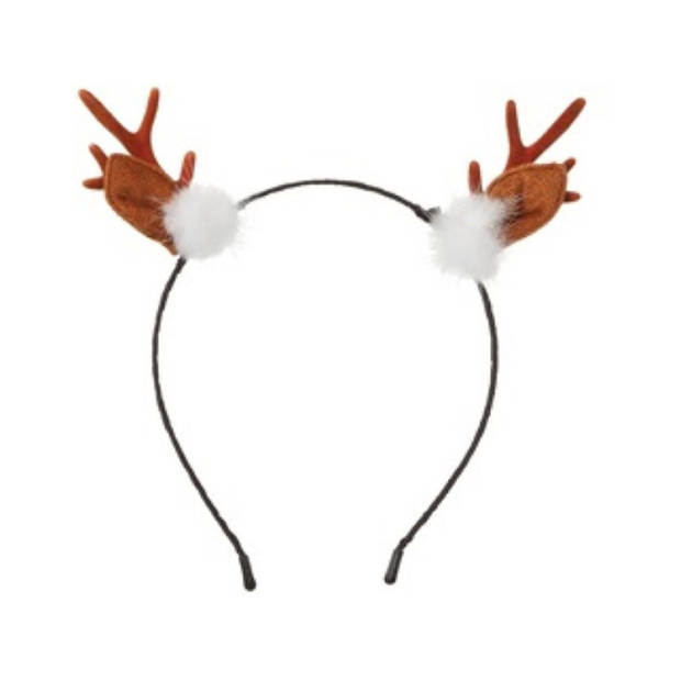 2x stuks kerst diadeems/haarbanden rendier gewei 19 cm kerstaccessoires - Verkleedattributen