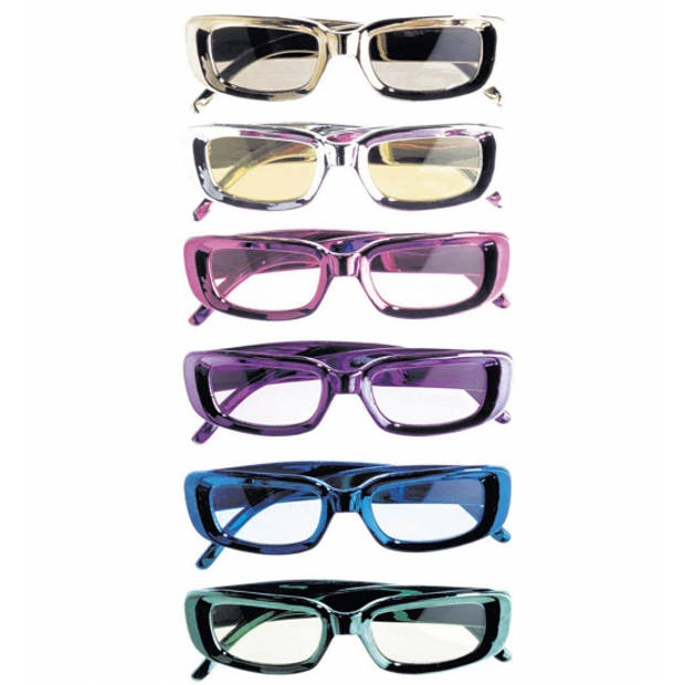 Rechthoekige glimmende brillen paars - Verkleedbrillen