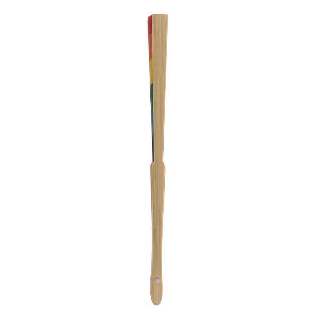 Spaanse hand waaier - 2x - Pride/Regenboog - bamboe/papier - 21 cm - Verkleedattributen