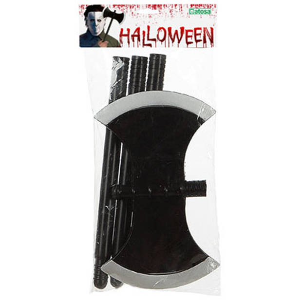 Grote hakbijl - zwart - plastic - 105 cm - Halloween verkleed wapens accessoires - Verkleedattributen