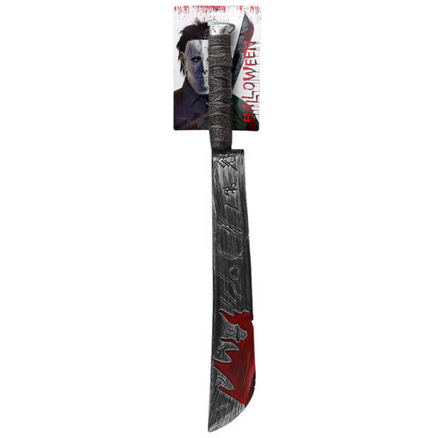 Grote machete/zwaard met bloed - plastic - 74 cm - Halloween/ridders verkleed wapens - Verkleedattributen