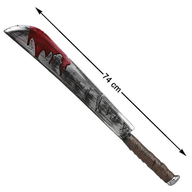 Grote machete/zwaard met bloed - plastic - 74 cm - Halloween/ridders verkleed wapens - Verkleedattributen