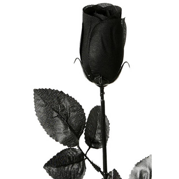 Halloween accessoires bloemen - zwarte rozen met blaadjes - 53 cm - Verkleedattributen