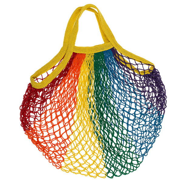 Draagtas - 2x - Pride/regenboog thema kleuren - katoen - 40 x 60 cm - Verkleedattributen