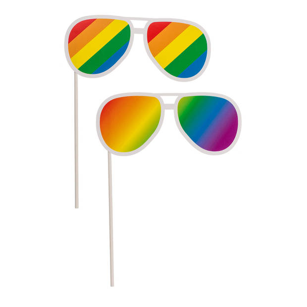 Foto props setje van 12x stuks - Gay Pride/Regenboog thema kleuren - Verkleed artikelen - Fotoprops