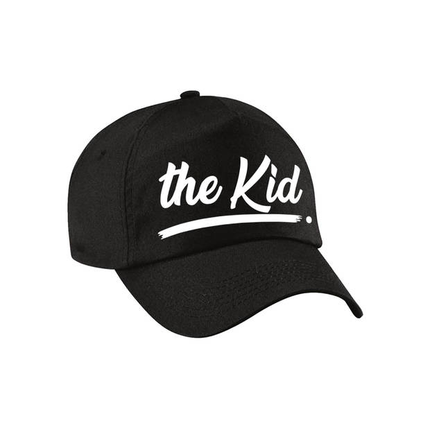 The Dad en the kid tekst pet / baseball cap zwart voor kinderen en volwassenen - Verkleedhoofddeksels