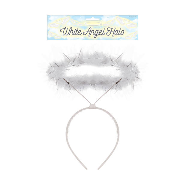 Henbrandt engel halo - diadeem/haarband/tiara - wit - 22 x 0,5 x 36 cm - Verkleedhoofddeksels