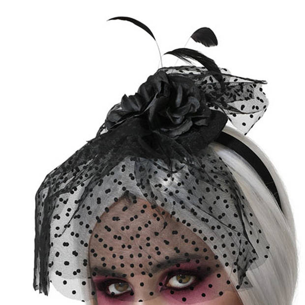 Halloween/horror verkleed diadeem/tiara/sluier - zombie/heks/lady - kunststof - dames/meisjes - Verkleedhoofddeksels