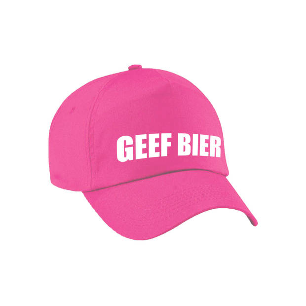 Carnaval fun pet / cap geef bier roze voor dames en heren - Verkleedhoofddeksels