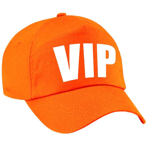 VIP pet / cap oranje met witte letters voor dames en heren - Verkleedhoofddeksels