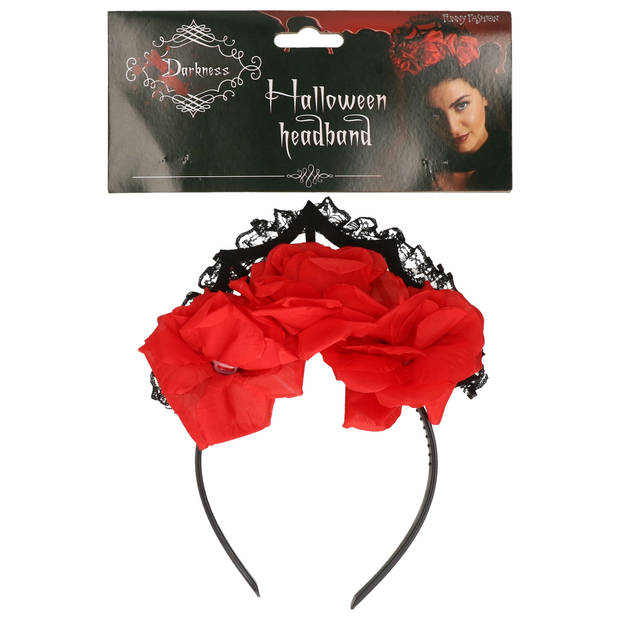 Rozen/bloemen verkleed diadeem/tiara/kroon - zwart - kunststof - volwassenen - Verkleedhoofddeksels