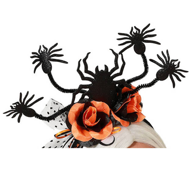 Halloween/horror verkleed diadeem/tiara - spinnen en bloemen&nbsp;- kunststof - dames/meisjes - Verkleedhoofddeksels