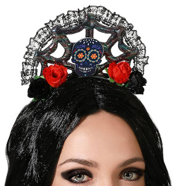 Halloween/horror verkleed diadeem/tiara hoedje - queen/princess - kunststof - dames/meisjes - Verkleedhoofddeksels