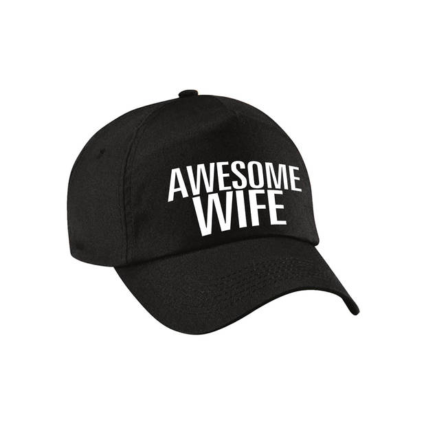 Awesome husband and wife cadeau petten / caps zwart voor bruidspaar / koppels - Verkleedhoofddeksels