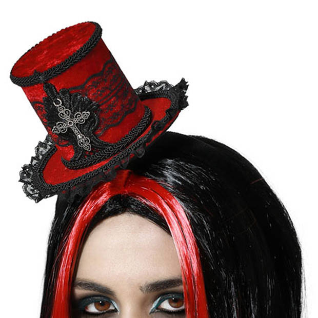 Halloween/horror verkleed diadeem hoedje - vampier queen/princess - kunststof - dames/meisjes - Verkleedhoofddeksels